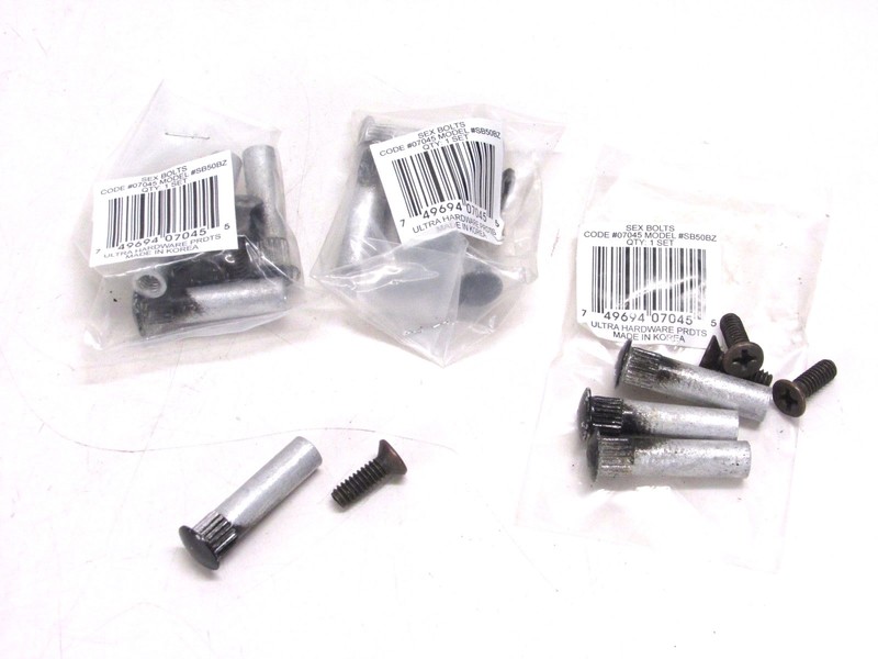 ULTRA HARDWARE COMMERCIAL DOOR CLOSER SEX BOLTS, THRU BOLTS, BRONZE, LOT of 12