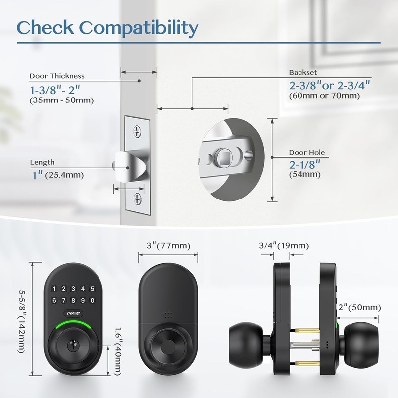 Keypad Smart Door Knob Lock, Keyless Entry Digital Lock with Handle, Electron... gallery