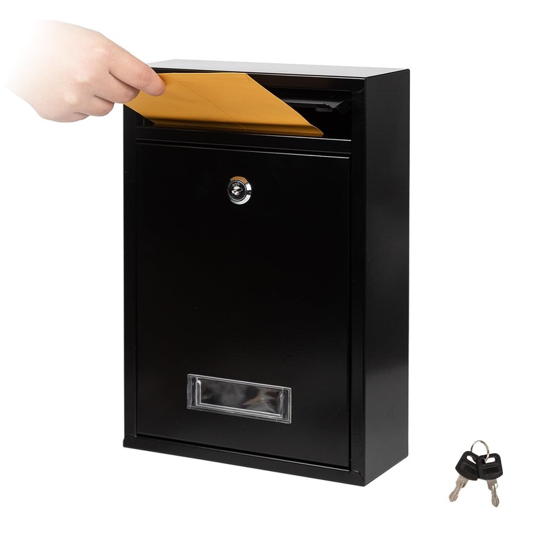 Wall Mount Mailboxes for Outside with Key Lock, Galvanized Steel Locking Mail…