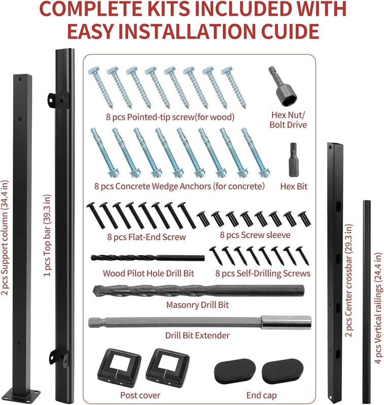 Hand Rails for Outdoor Steps 3 Steps Stair Handrail & Indoor Stair Railing Kit， gallery