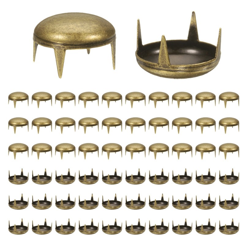 Round Dome Rivets [100pcs] – 12mm Round Dome Studs for Leather Craft – [Brown]