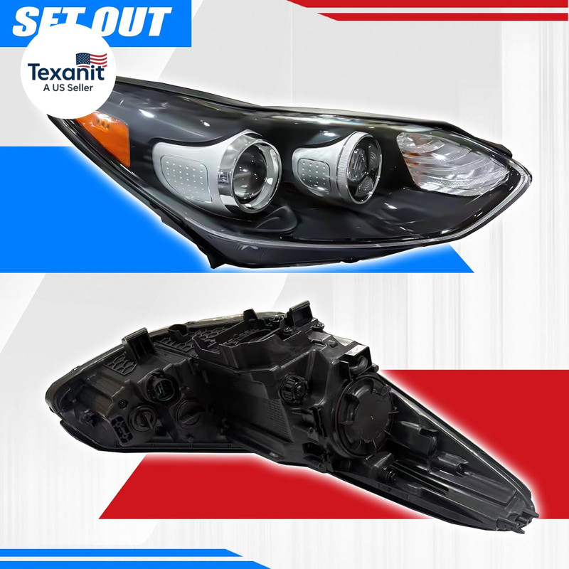 Headlight Assembly Compatible with 2017-2022 Kia Sportage EX/LX with LED DRL Day gallery