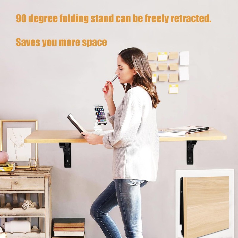 90° Self-Locking Wall Table Hinges Drop Leaf Folding Space Save Shelf Bracket gallery