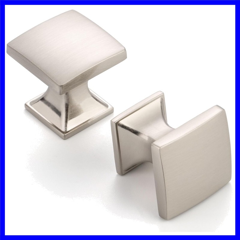 10 Pack 1 Inch, Small Square Brushed Nickel Cabinet Knobs Satin Nickel Drawer…
