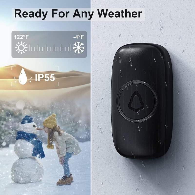 Weather-Resistant Wireless Doorbell with Colorful LED and Adjustable Volume gallery