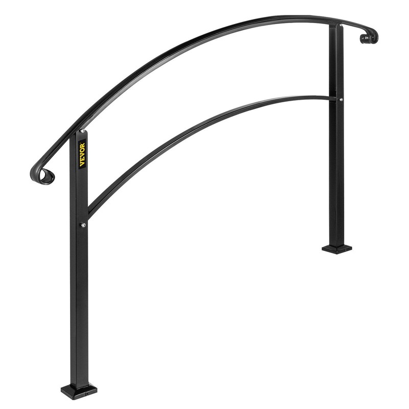 Secure Wrought Iron Handrail System for 3 Steps 18.7in Rise 25in Post Spread