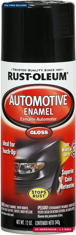 Rust-Oleum 252462 Automotive Enamel Spray Paint, 12 oz, Gloss Black