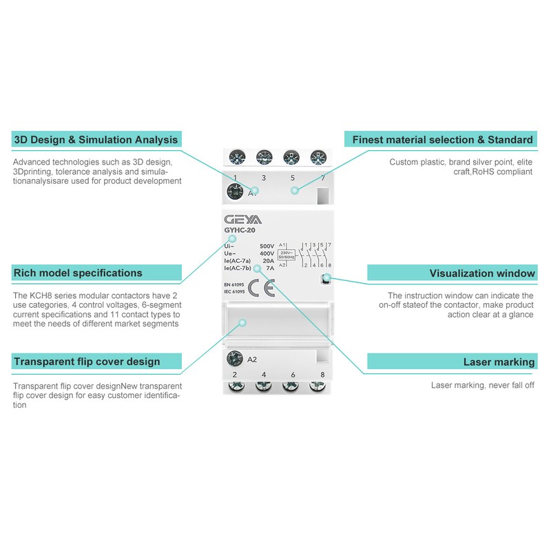 GEYA Modular AC 24/48/110V Automatic Contactor 2P 25A 2NO Contactor 50/60hz gallery