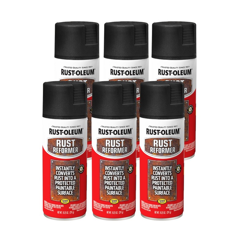 Rust-Oleum 248658-6PK Stops Rust Reformer Spray Paint, 10.25 oz, Black, 6 Pack