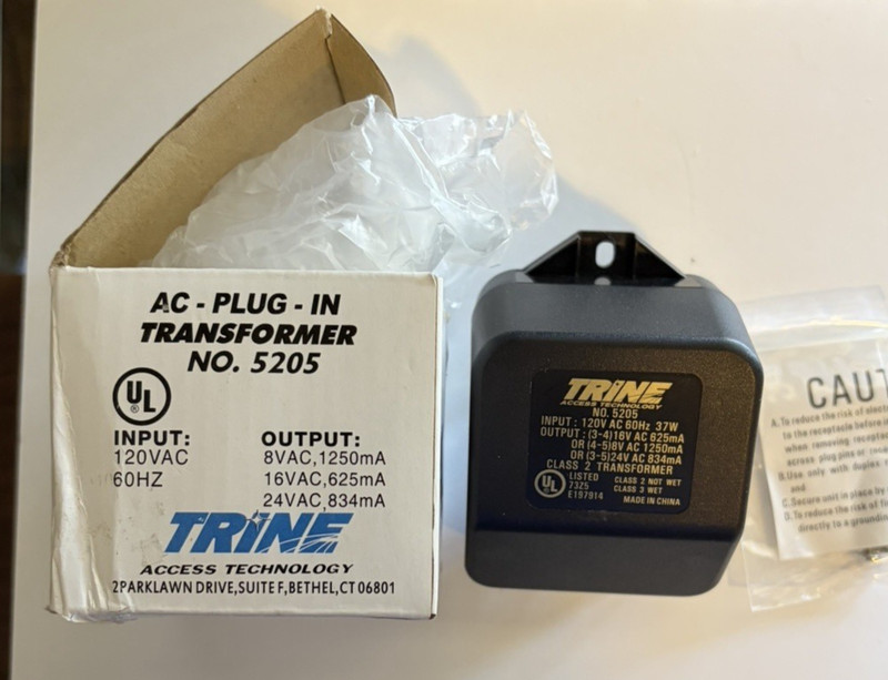 TRINE TRI-Volt Plug-In Transformer 5205 8-16-24 VAC