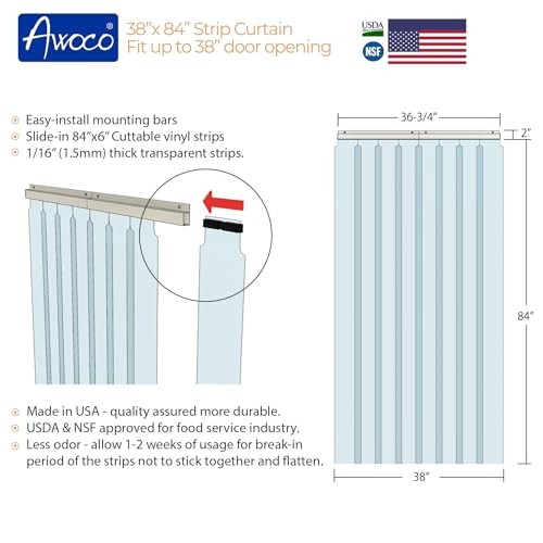 Vinyl Strip Climate Control Curtain Kit, Slide-in Strips Perfect for 38" x 84" gallery