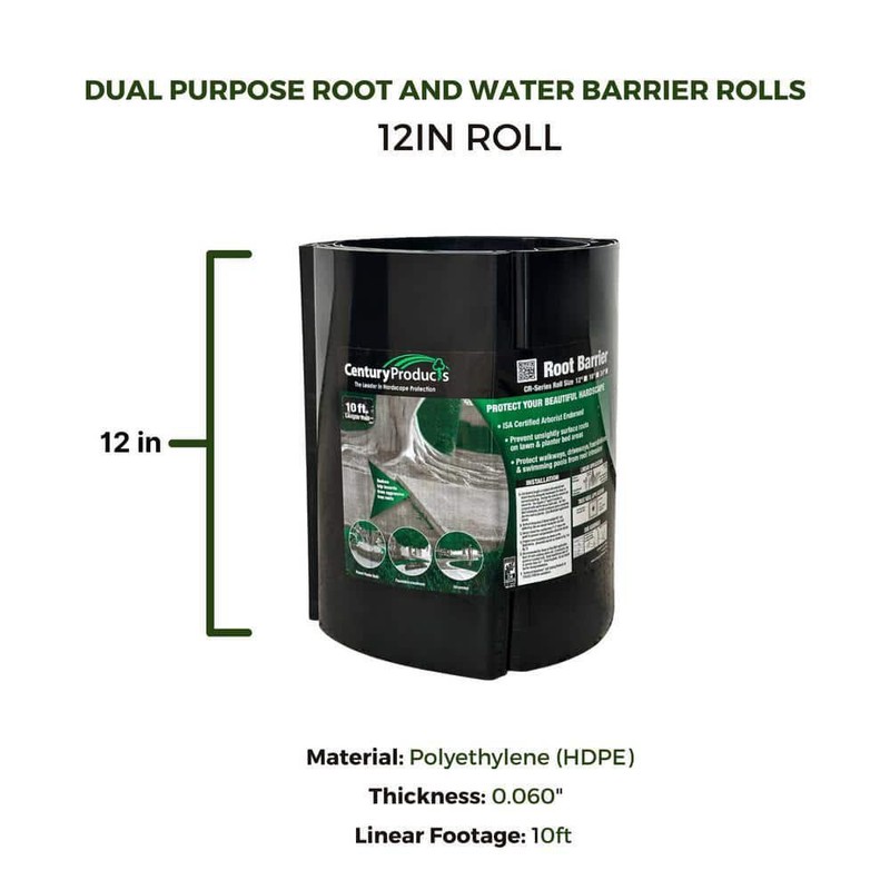 Root Barrier Roll HDPE Water Barrier Root Control 12in x 120in UV Weed Barrier