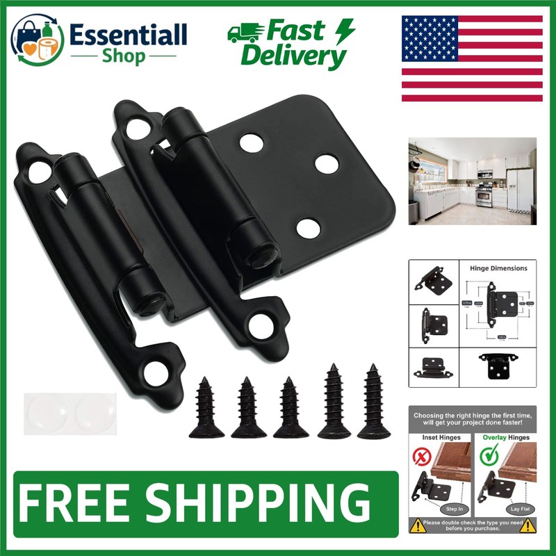 Upgrade Your Cabinets: 20 Matte Black Self-Closing Hinges with Quiet Bumpers