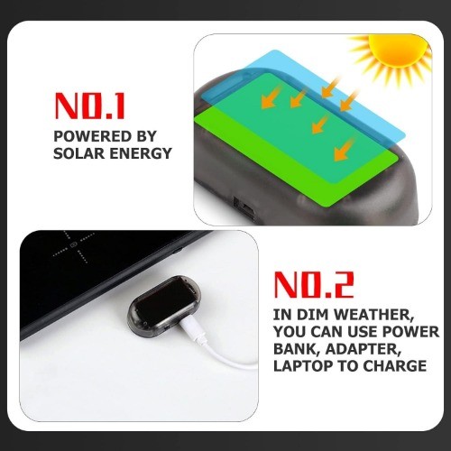 Solar-Powered Dummy Security Alarm with Flashing LED Light, 2-Pack Warning Anti- gallery