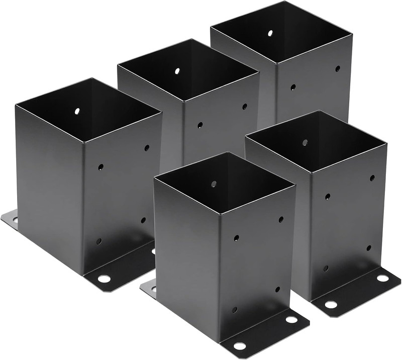 4 X 4 Post Base 5 Pcs,Inner Size 3.6″X3.6″Deck Post Base,Heavy Duty Metal Black
