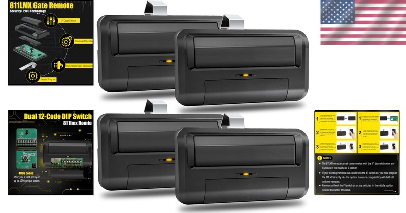 Liftmaster Gate Opener Remote 4-Pack Security+ 2.0 Universal Black gallery