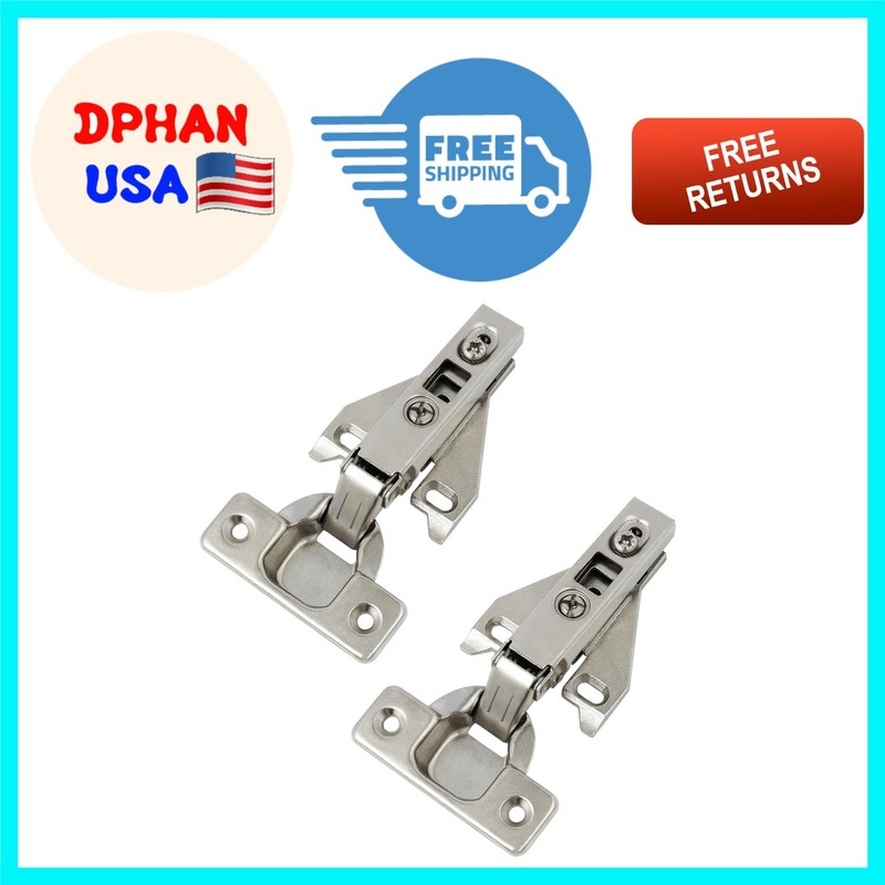 Concealed Cabinet Hinges – 4 Pack Satin Nickel with Mounting Screws Included