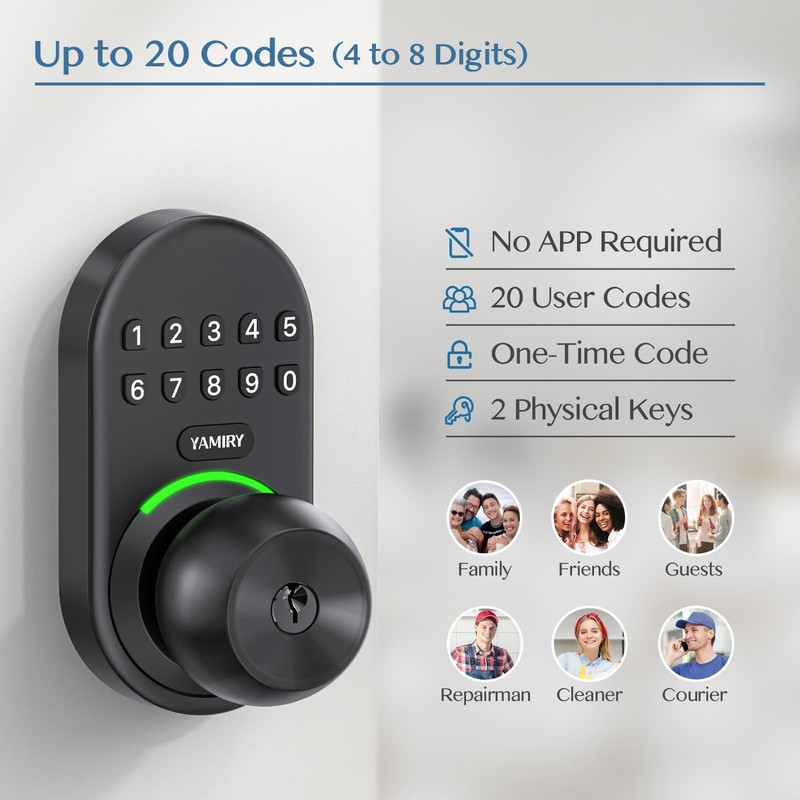 Keypad Smart Door Knob Lock, Keyless Entry Digital Lock with Handle, Electron... gallery