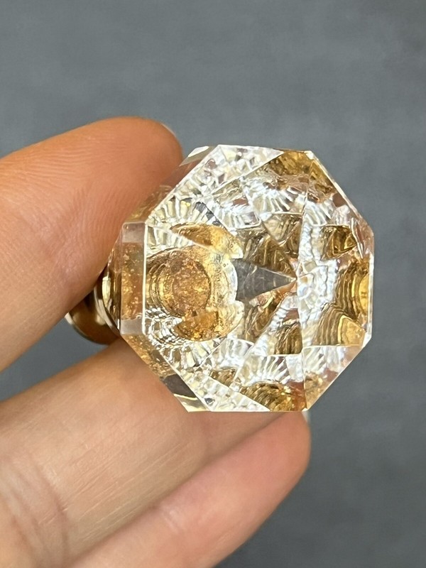 Round Octagonal Crystal Clear Glass Closet Cabinet Drawer Door Knobs Gold Tone gallery