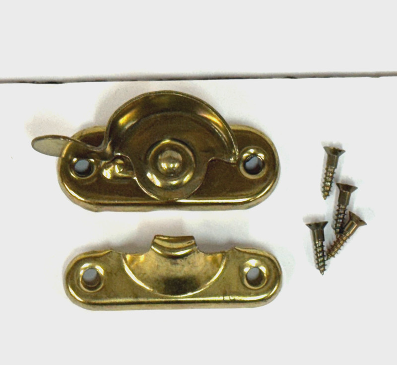 SASH FASTENER Replacement Window Latch STEEL Brass Finish NEW Made in USA 125E gallery