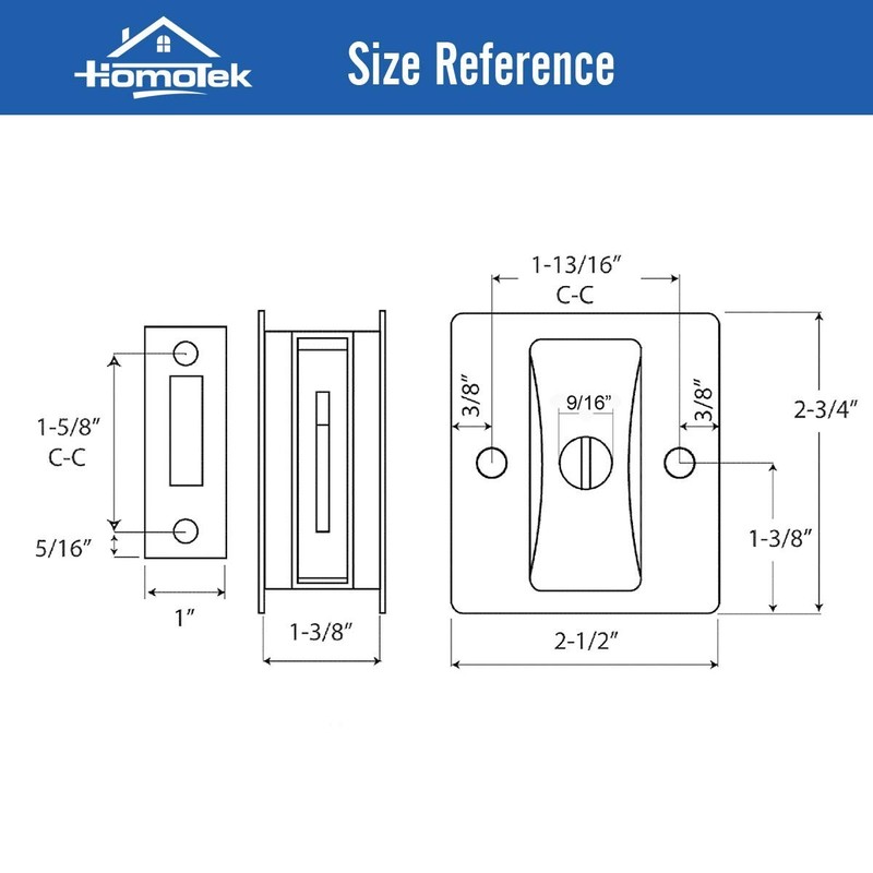 Privacy Pocket Door Lock Hardware - Easy Replace Sliding Door Lock, 2-3/4"x2-1/2 gallery
