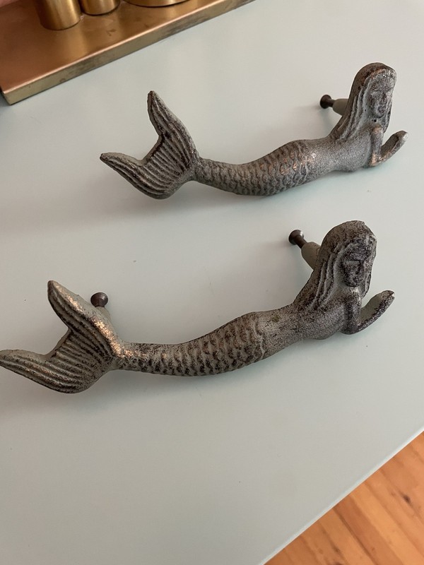 Mermaid Drawer Pull Handle For Home Bath DIY Antique Patina Finish