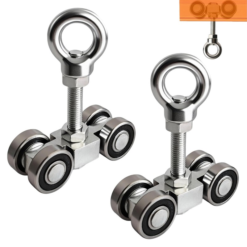 2 PCS 4Wheel Silent Trolley Assembly Rollers Fits 15/8 Inch Strut M10