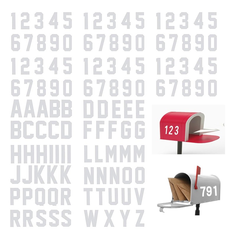 120 PCS Reflective Mailbox Number and Letters Stickers, 2 inches 2in, White