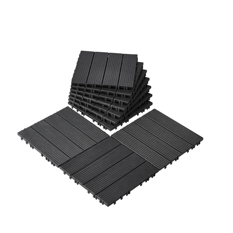 VEVOR Interlocking Deck Tiles 10 Pack 12″x12″ Plastic for Porch Dark Grey