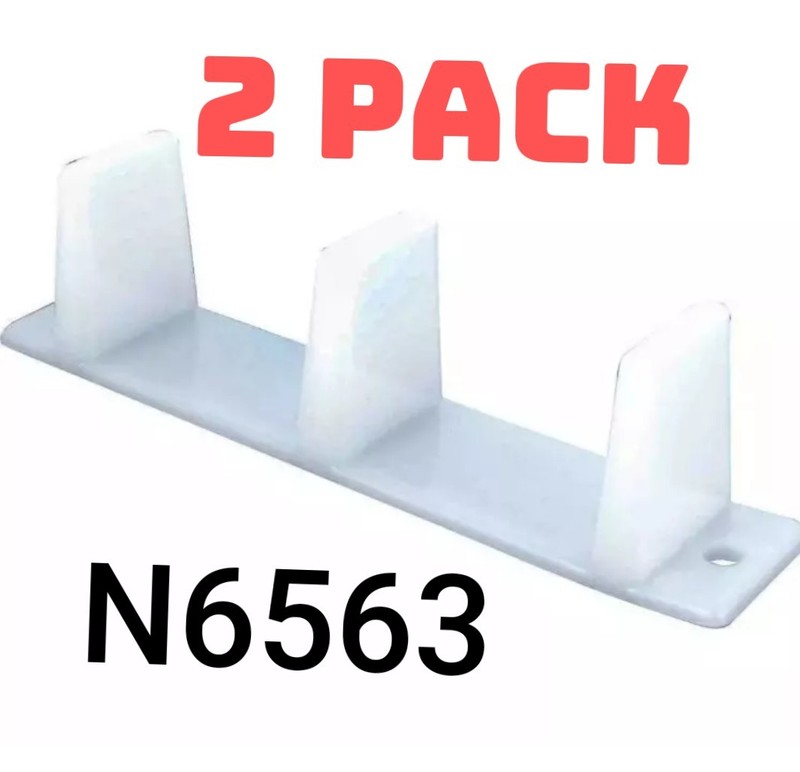 2 PACK Sliding Closet Door Bottom Guide 4-3/16 in Plastic White W/Screws N6563