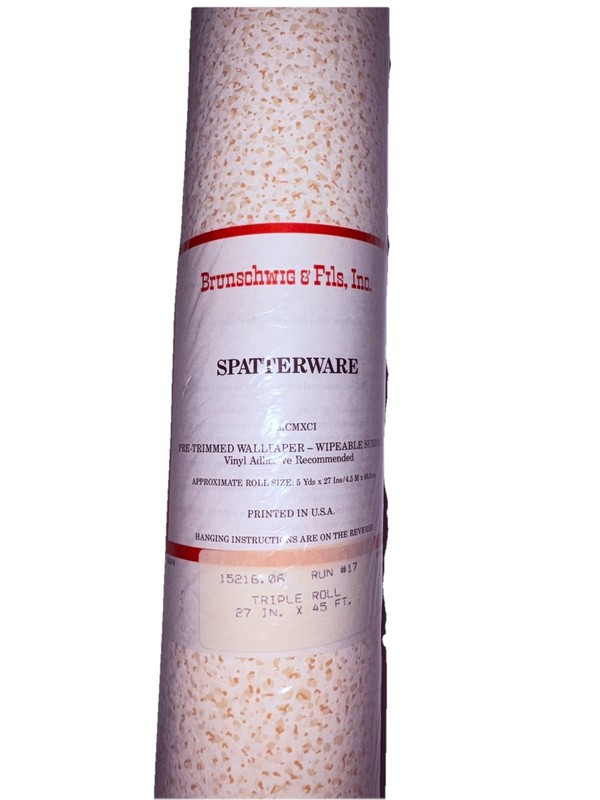 Brunschwig & Fils SPATTERWARE Triple Roll Wallpaper 27”x 5 Yds Pink Pre-trimmed