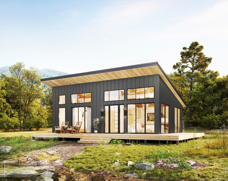 24×36 Lean Modern Cottage Custom Architectural Plans 864SF – PDF Download