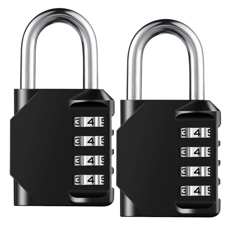 Combination Lock Resettable 4 Digit Padlock with 3.15 Inch, Black (3.15 Inch)