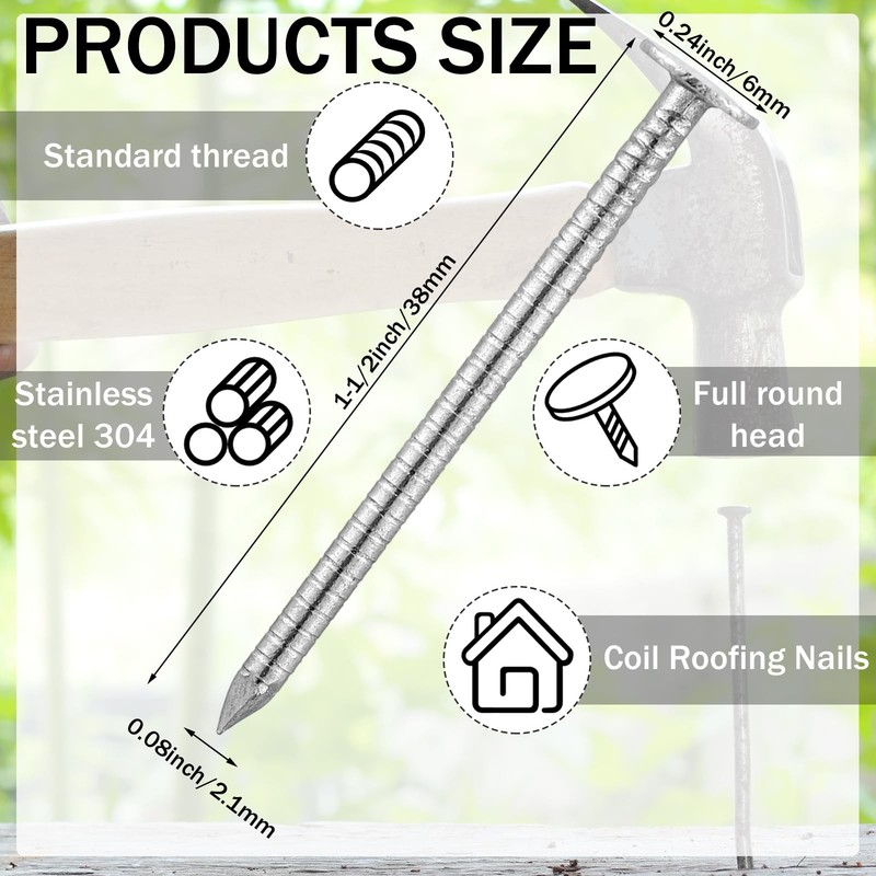 Tandefio 2 Pounds Box 1-1/2 Inch Siding Nails 304 Stainless Steel gallery
