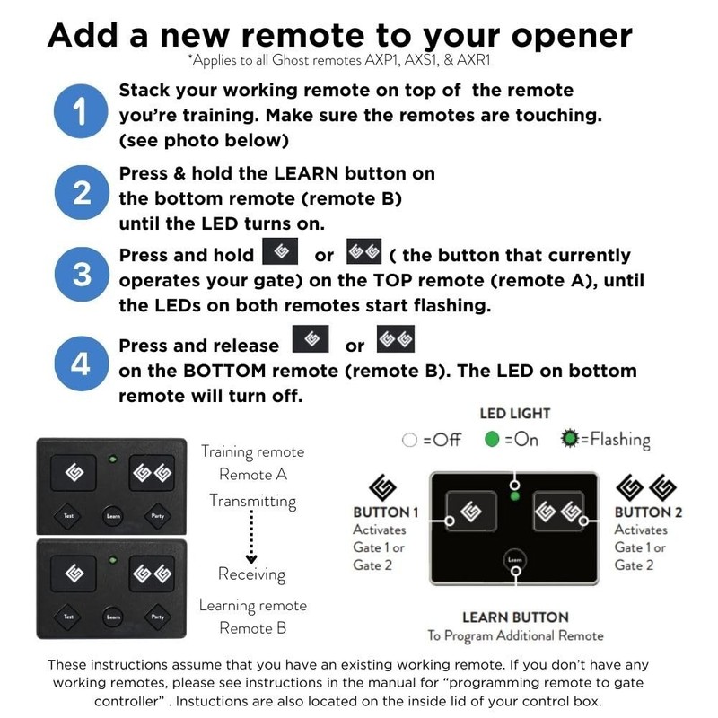 Ghost Controls Remote for Automatic Gate Opener Long Range Learning Capability gallery