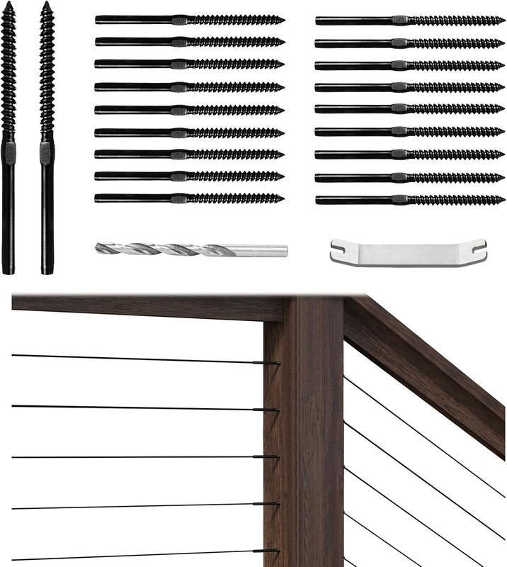 30 Pack 1/8" Black Cable Railing Hardware Kit Swage Lag Screws Left and Right... gallery