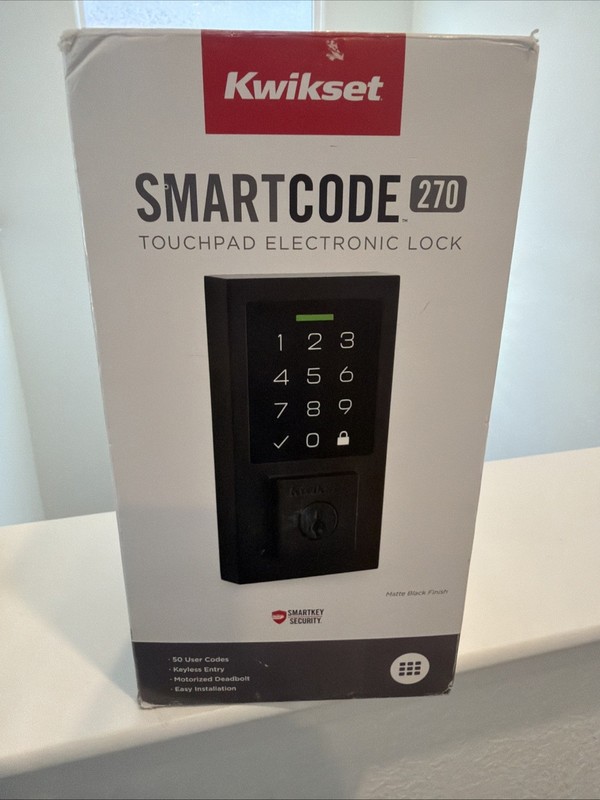 Kwikset SmartCode 270 Contemporary Matte Black Touchpad Single Cylinder Electron