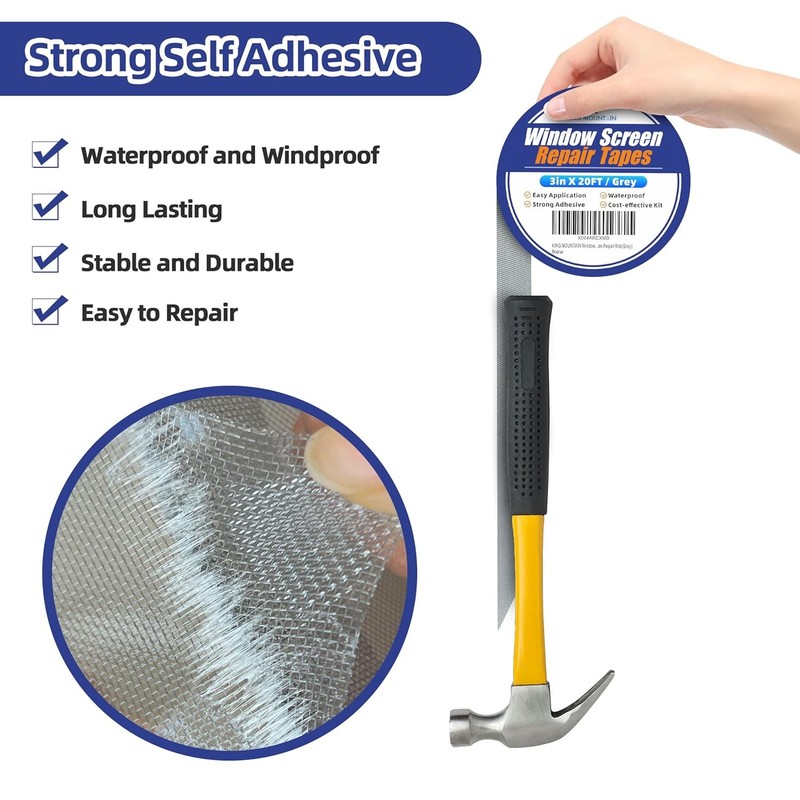 Window Screen Repair Tape 3"x20FT, Heavy Duty Waterproof Fiberglass Screen Patch gallery