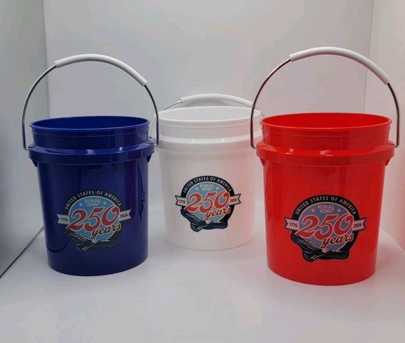 NEW Set 3 Rural King Red White and Blue Mini Bucket Set 250th anniversary USA