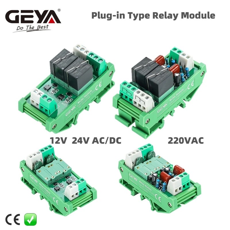 GEYA 2-Channel Insertable AC/DC Relay Module 12/24V 230V AC, GSM PLC Control gallery