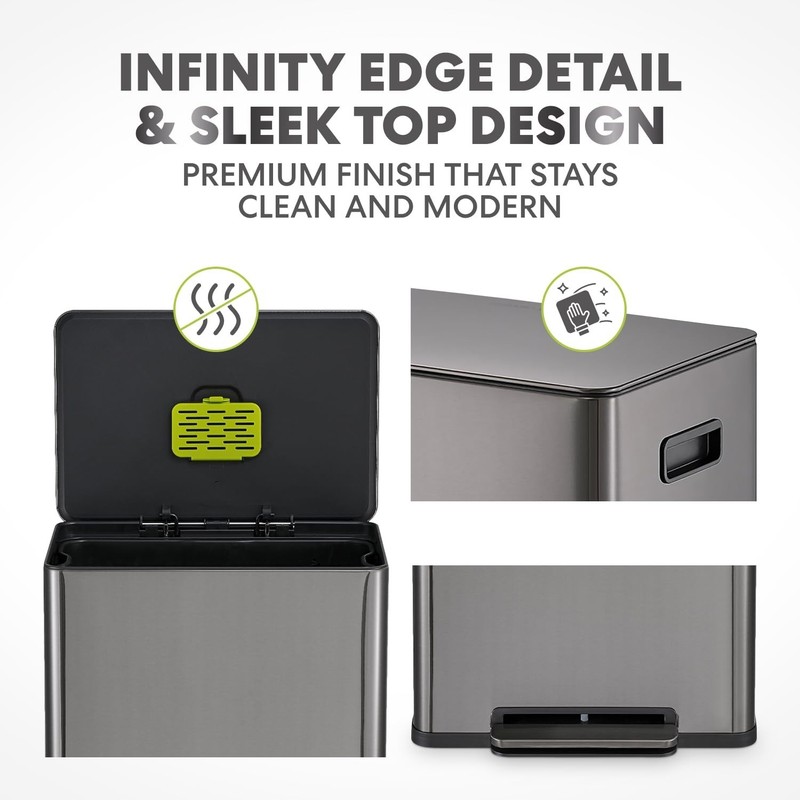 SIMPLI-Magic Infinity Edge 16 Gallon (60L) Kitchen Trash Can - Hands-Free Ste... gallery