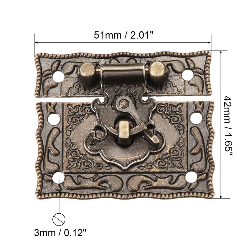 Wood Case Chest Box Rectangle Clasp Closure Hasp Latches Bronze Tone 51 x 42mm gallery