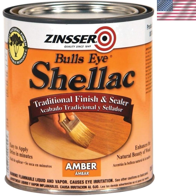 701 Bulls Eye Shellac Traditional Finish & Sealer, Quart, Amber