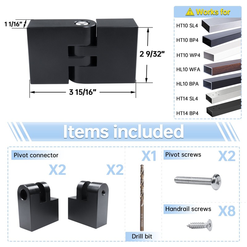 Muzata 2Pack Vertical Pivot Connector High Strength POM Handrail Fittings HA23 gallery