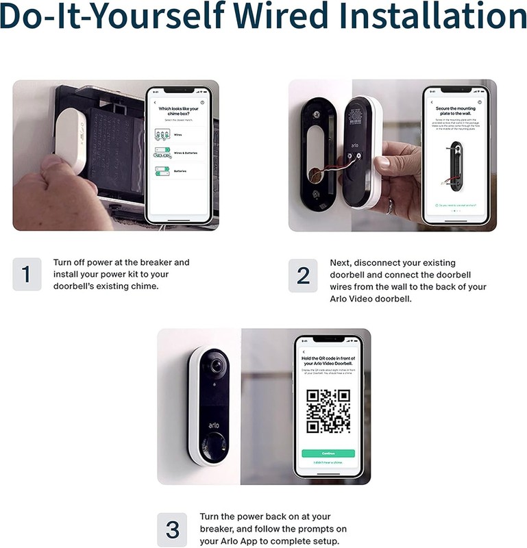 Open Box Arlo Essential Wired Video Doorbell - Black/White - AVD1001-100NAS gallery