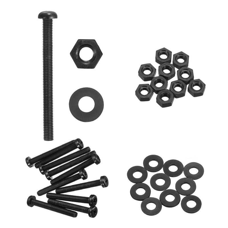 10 Set M5x40mm Nylon Round Head Bolts Hex Nuts Washer Combination Kit, Black