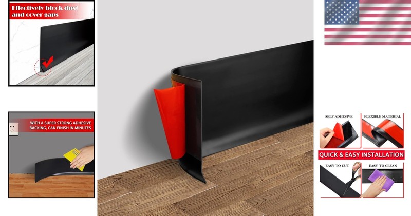 Self Adhesive Vinyl Baseboard - 4 Inch x 20 Feet, Black gallery