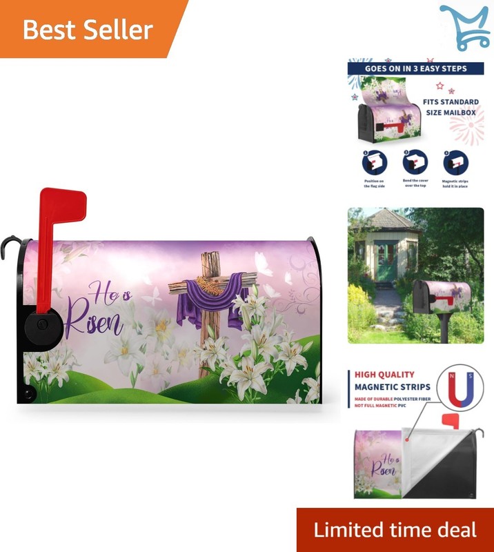 Easter Mailbox Cover Magnetic Religious Cross Floral Waterproof 21×18 in