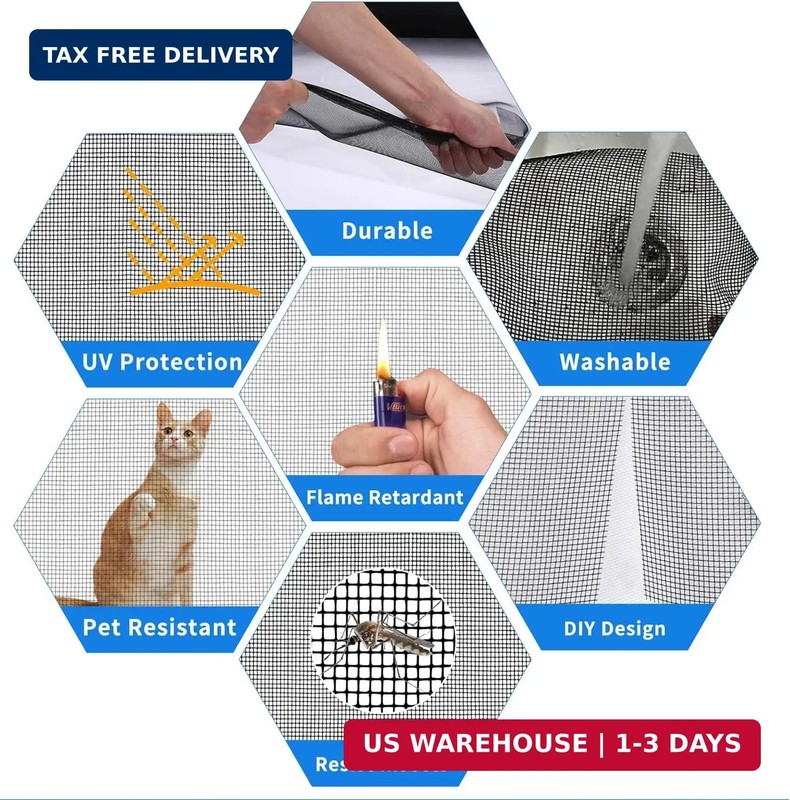 Window Screen Repair Kit 48"x118" - Includes Full Tools Set Replacement Window S gallery