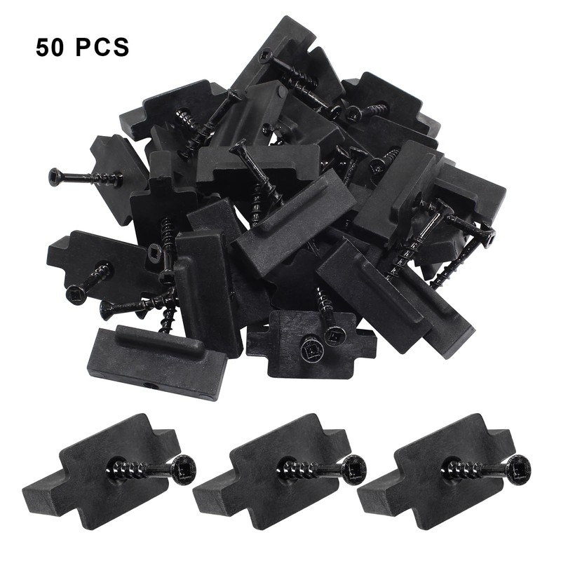 50Pcs Fasteners Clips for Deck Fastening, Black Nylon Plastic T Clips with Me... gallery